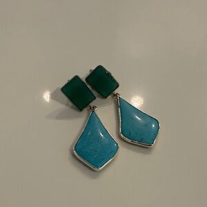 Chic Turquoise and Emerald Drop Earrings